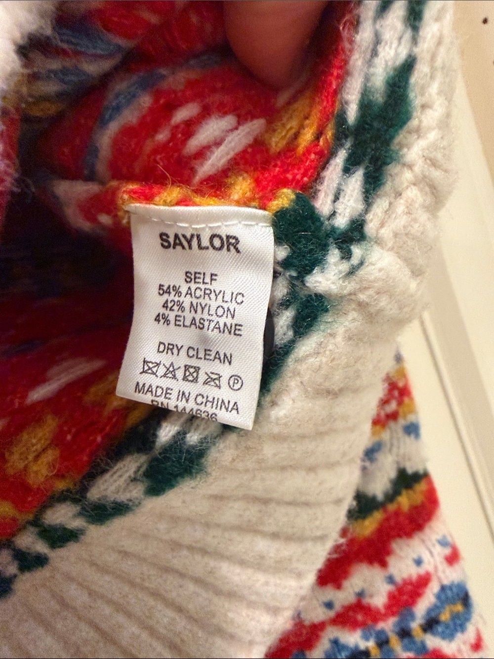 SAYLOR Red, Blue & Green Fair Isle Fringe Cardigan - Picture 6 of 10